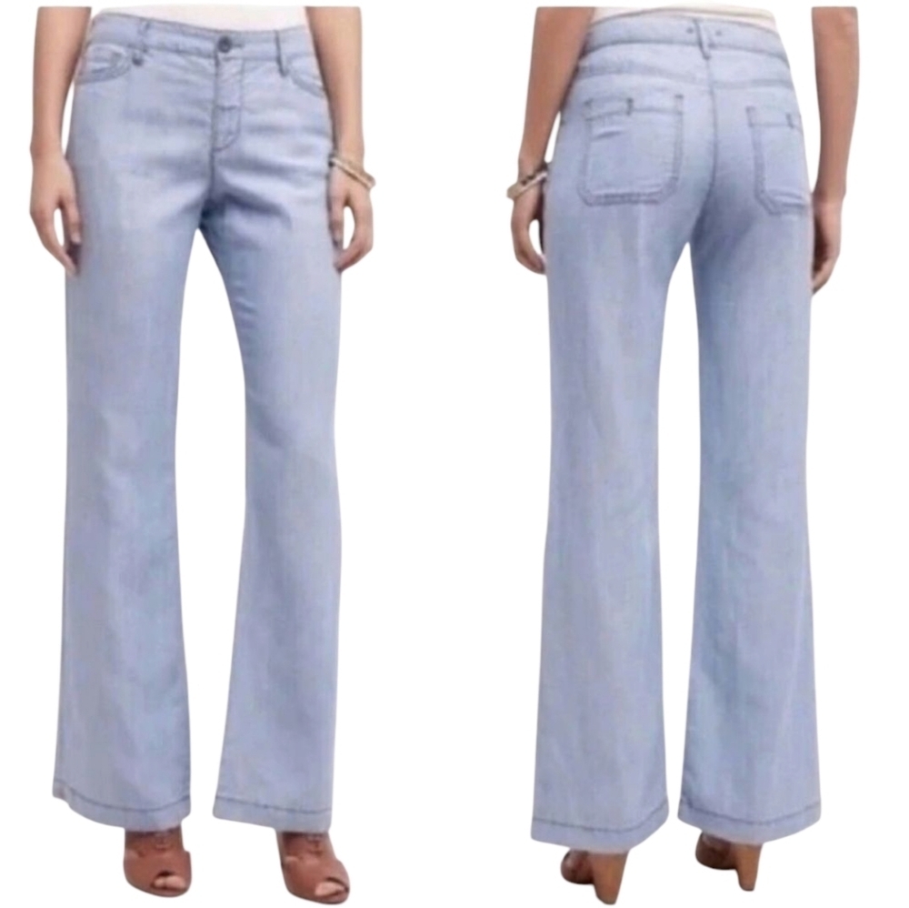 Anthropologie Pilcro & the Letterpress Chambray Tencel Linen Wide Leg Pants Sz25
